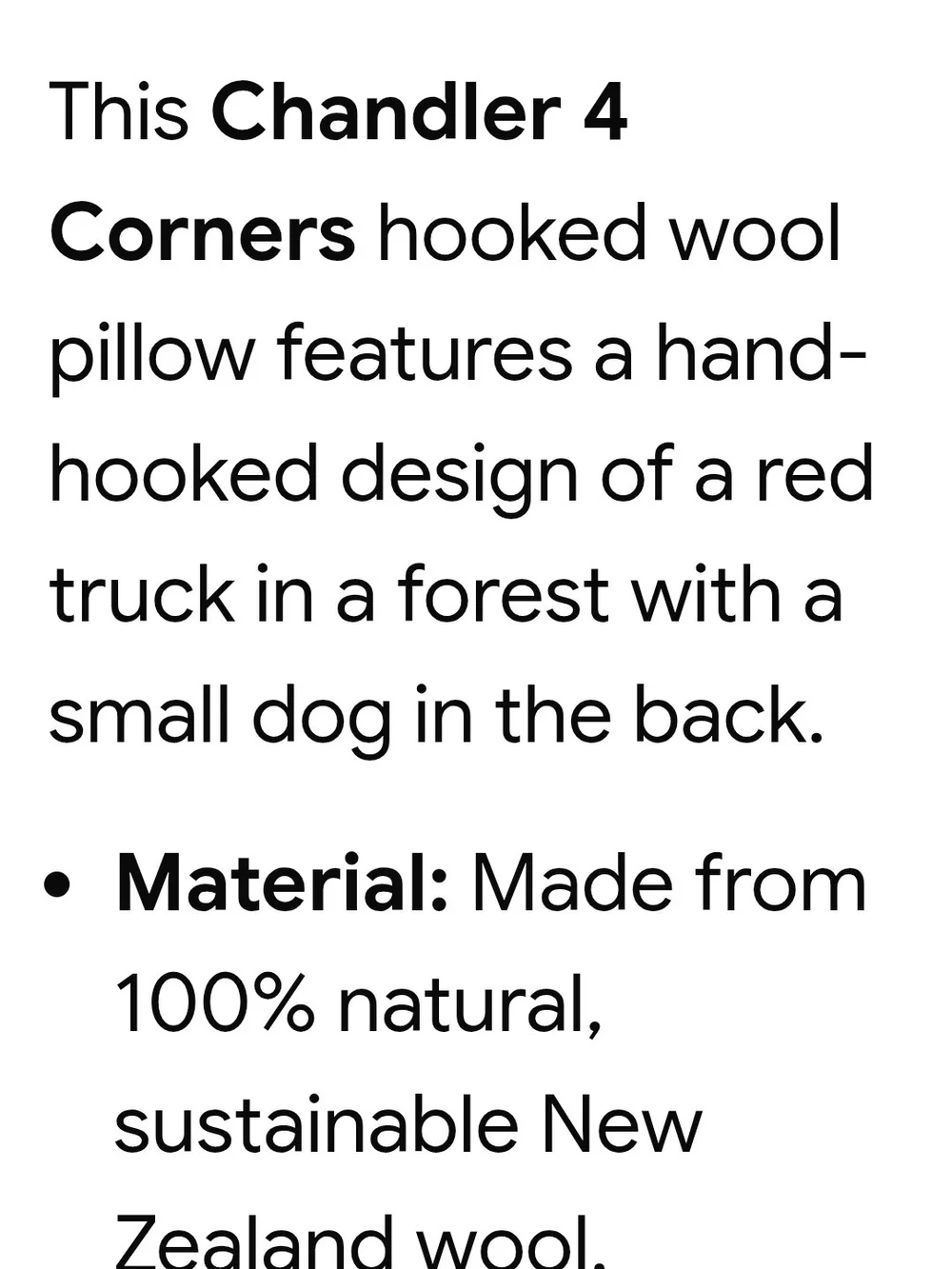 Garnet Hill Chandler 4 Corners Red Truck Hooked Holiday Pillow with Green Tree